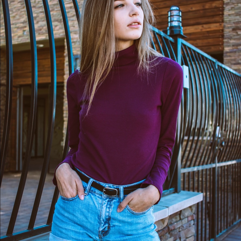 Purple Maroon Turtle Neck